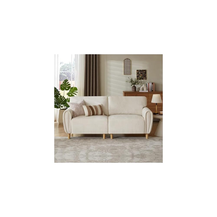 76" Modern 2-Seater Loveseat Sofa, Soft Chenille Fabric Small Couch, Compact Upholstered Loveseat for Living Room, Bedroom, Apartment, Office(Beige)