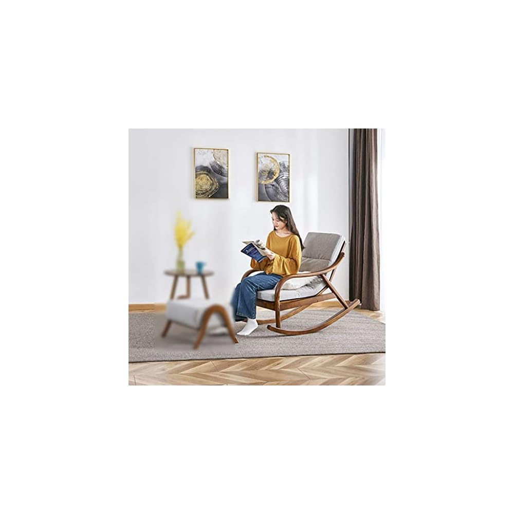 LSLYTQ Chaise Lounge, Solid Wood Rocking Chair, Comfortable Armchair, Home Living Room Lazy Rocking, Bedroom Chair, Home Getaway Chair