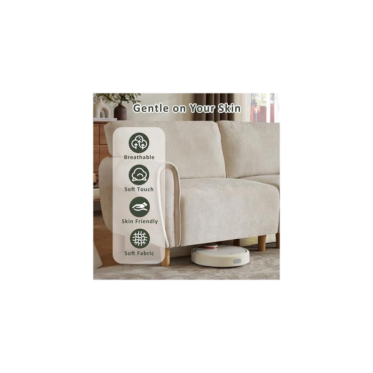 76" Modern 2-Seater Loveseat Sofa, Soft Chenille Fabric Small Couch, Compact Upholstered Loveseat for Living Room, Bedroom, Apartment, Office(Beige)