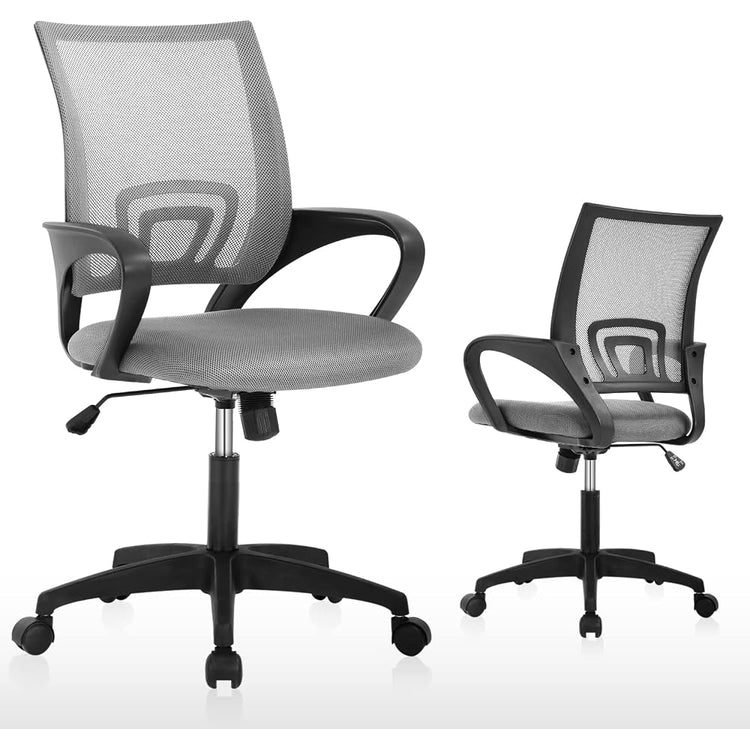 FLL Ergonomic Adjustable Office Chair Mesh Computer Desk Executive Task Chair Adjustable Height,Swivel Computer Mesh Chair Task Chair Lumbar Support Armrest for Home Office,Grey, 19 x 20 x 38 inches
