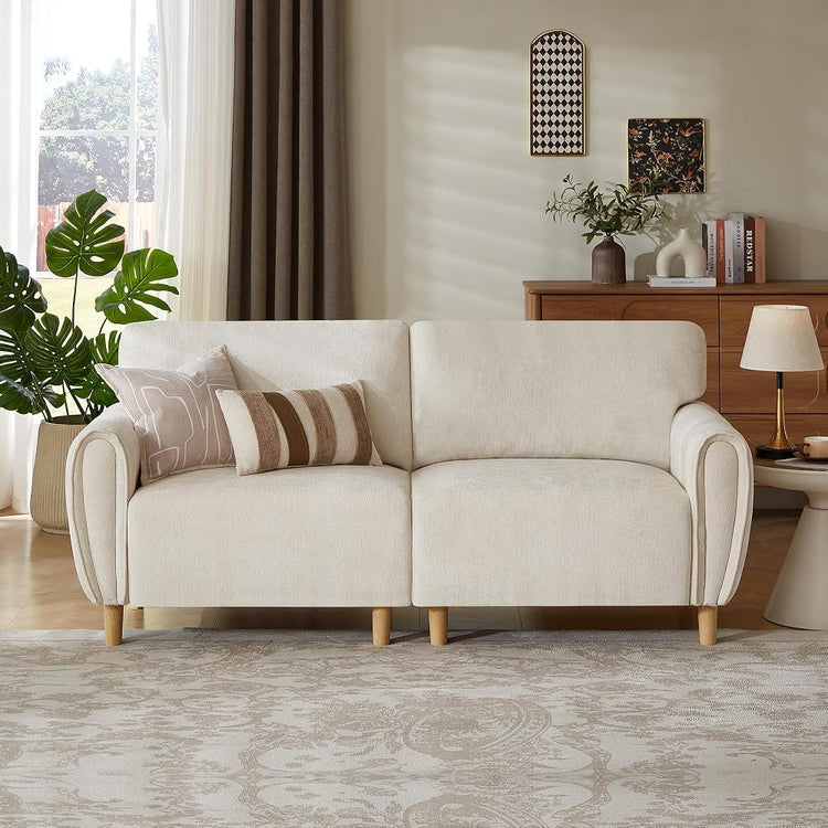 76" Modern 2-Seater Loveseat Sofa, Soft Chenille Fabric Small Couch, Compact Upholstered Loveseat for Living Room, Bedroom, Apartment, Office(Beige)